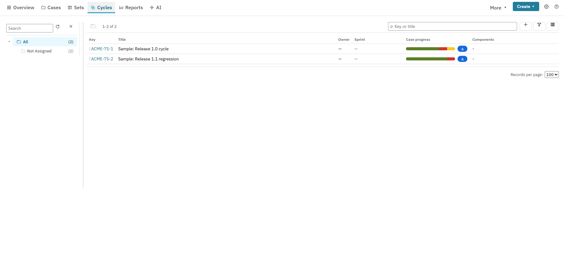 Nexus cycle workspace showing execution progress and the test execution grid