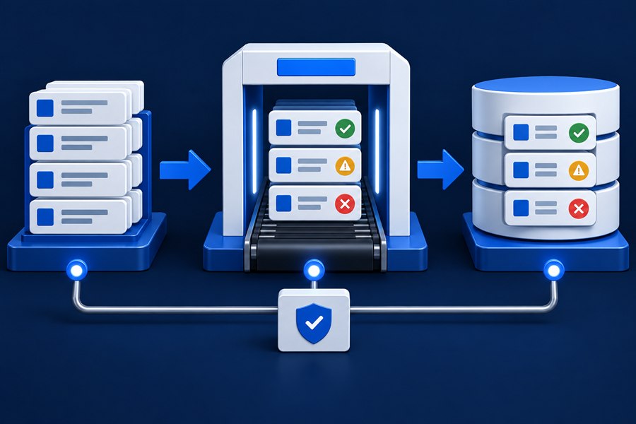 Test records passing through preview and reconciliation with visible item outcomes